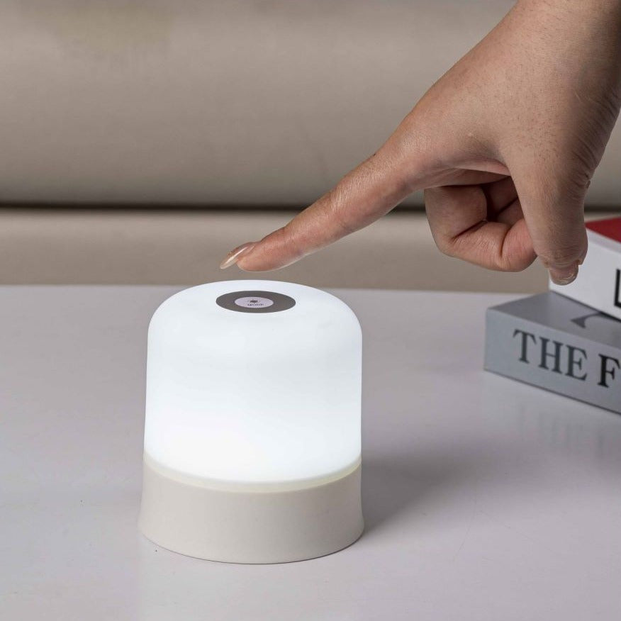 Dimmable Touch Bedside Table Lamp - Portable LED Nightstand Light with Warm White, 3 Colors, Rechargeable Battery for Bedroom, Nursery, Bathroom, Living Room - Modern Matte Finish