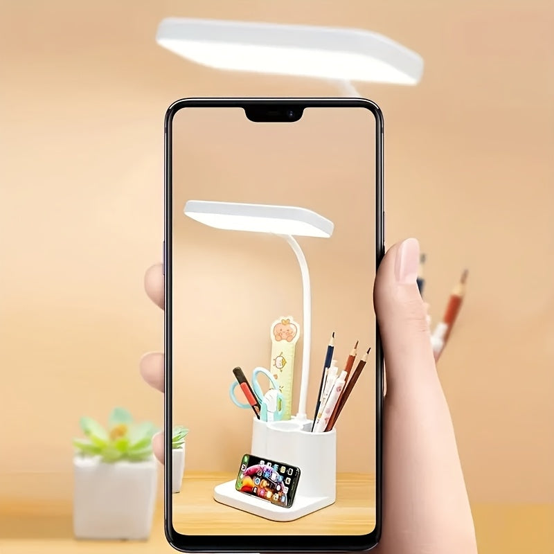 Rechargeable table lamp, reading lamp, desk lamp, Level 3 dimming, USB charging, table lamp with stand, for desk, office, for reading lighting, bedroom, home use