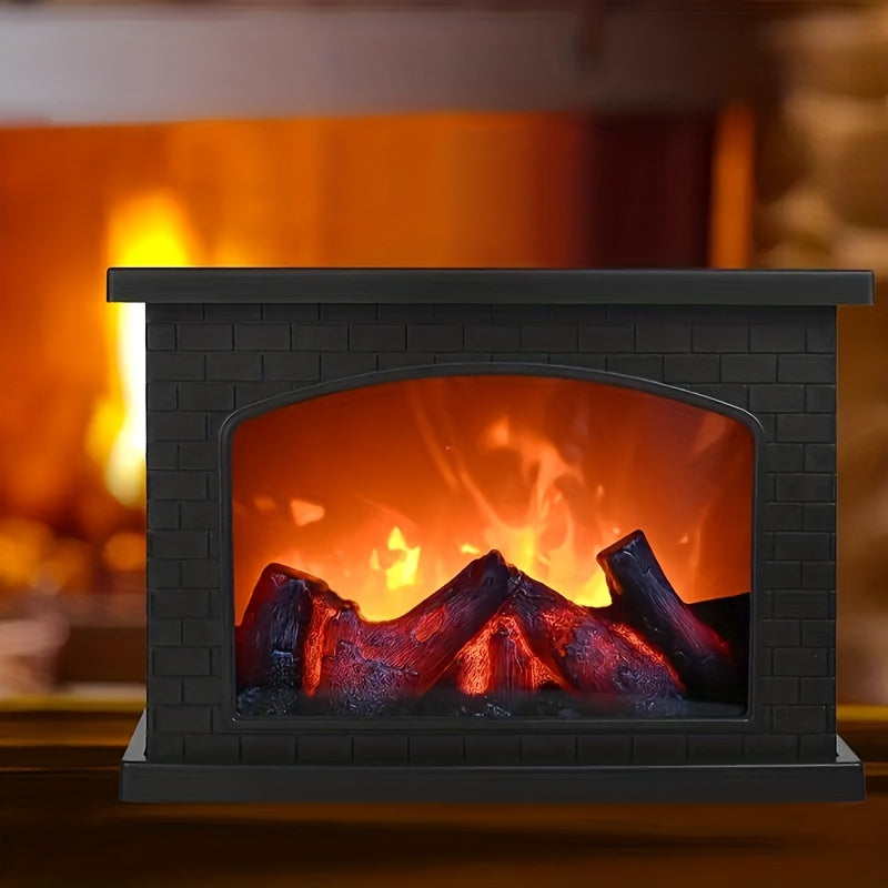 IP44 Rated Realistic Flame Fireplace Lamp - Battery & USB Powered, Retro Style Decoration for Indoor Rooms, Patios, Christmas & Halloween Themes