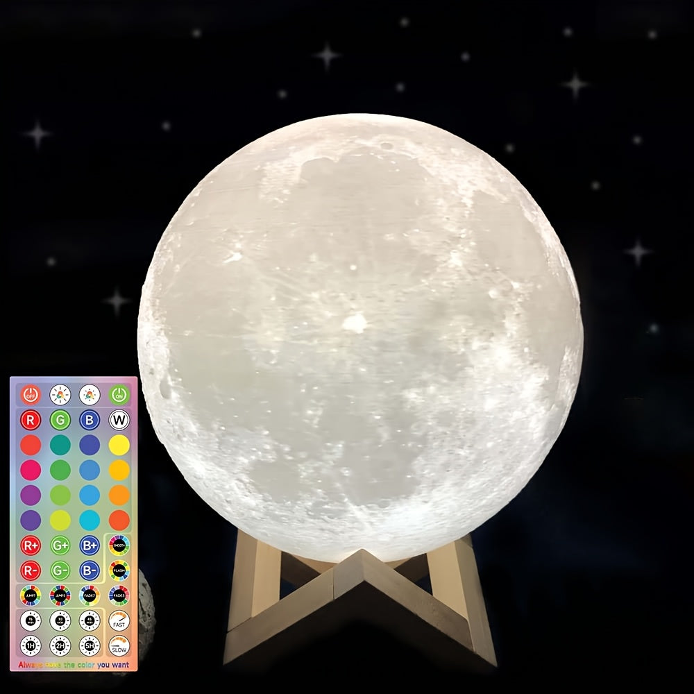 1pc 2024 Moon Lamp, 128 Colors, Birthday Gift, Table Lamp, Night Lamp, Bedside Lamp, LED Lamp, USB Lamp, Soft Warm Light Lamp, Rechargeable Night Light, Lamp for Bedroom, Room Decor Light, Table Lamp