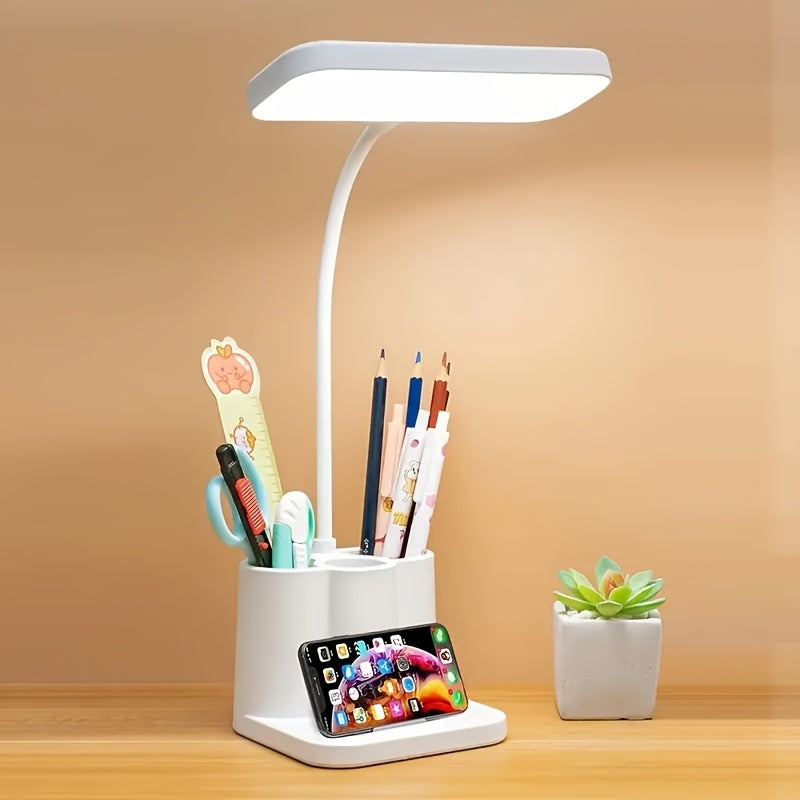 Rechargeable table lamp, reading lamp, desk lamp, Level 3 dimming, USB charging, table lamp with stand, for desk, office, for reading lighting, bedroom, home use