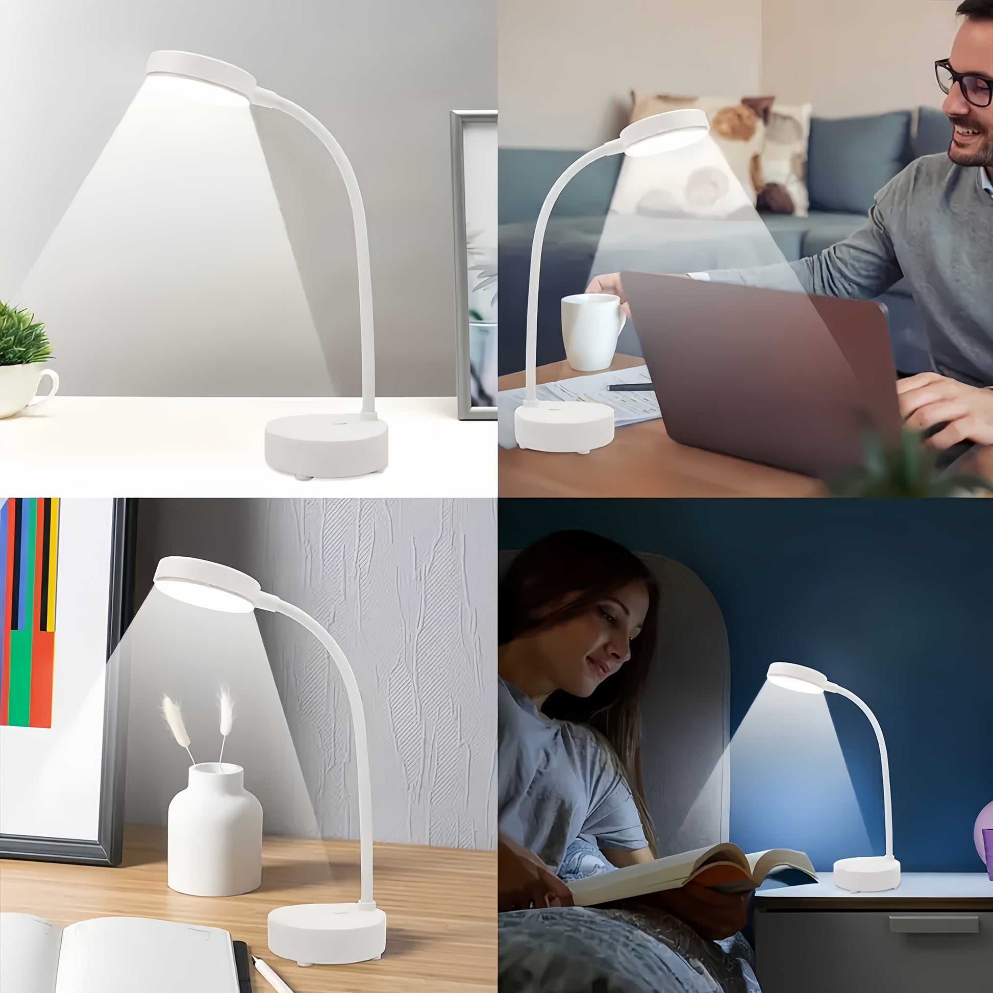 Modern USB-Powered Desk Lamp with Adjustable Lighting – Sleek White Design for Dorms, Bedrooms, and Living Rooms – Perfect Gift for Valentine's Day or Christmas