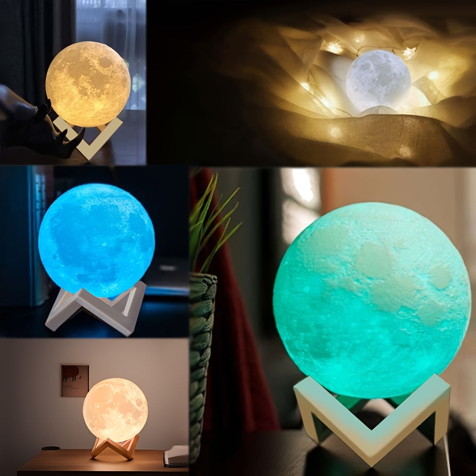 1pc 2024 Moon Lamp, 128 Colors, Birthday Gift, Table Lamp, Night Lamp, Bedside Lamp, LED Lamp, USB Lamp, Soft Warm Light Lamp, Rechargeable Night Light, Lamp for Bedroom, Room Decor Light, Table Lamp