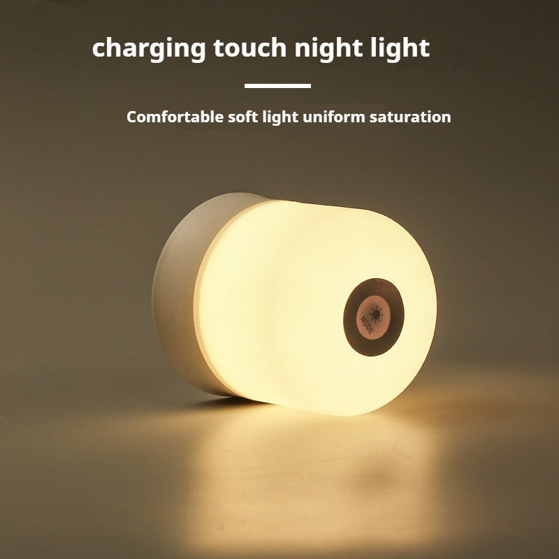 Dimmable Touch Bedside Table Lamp - Portable LED Nightstand Light with Warm White, 3 Colors, Rechargeable Battery for Bedroom, Nursery, Bathroom, Living Room - Modern Matte Finish