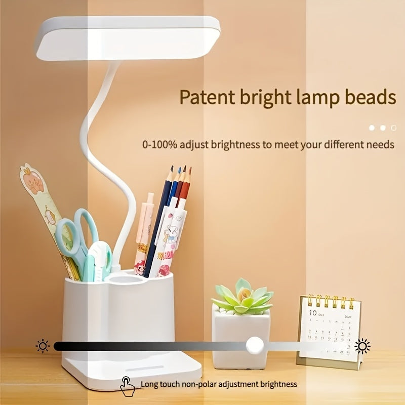 Rechargeable table lamp, reading lamp, desk lamp, Level 3 dimming, USB charging, table lamp with stand, for desk, office, for reading lighting, bedroom, home use