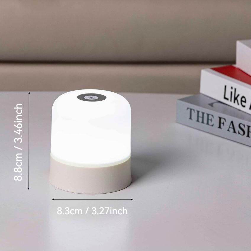 Dimmable Touch Bedside Table Lamp - Portable LED Nightstand Light with Warm White, 3 Colors, Rechargeable Battery for Bedroom, Nursery, Bathroom, Living Room - Modern Matte Finish