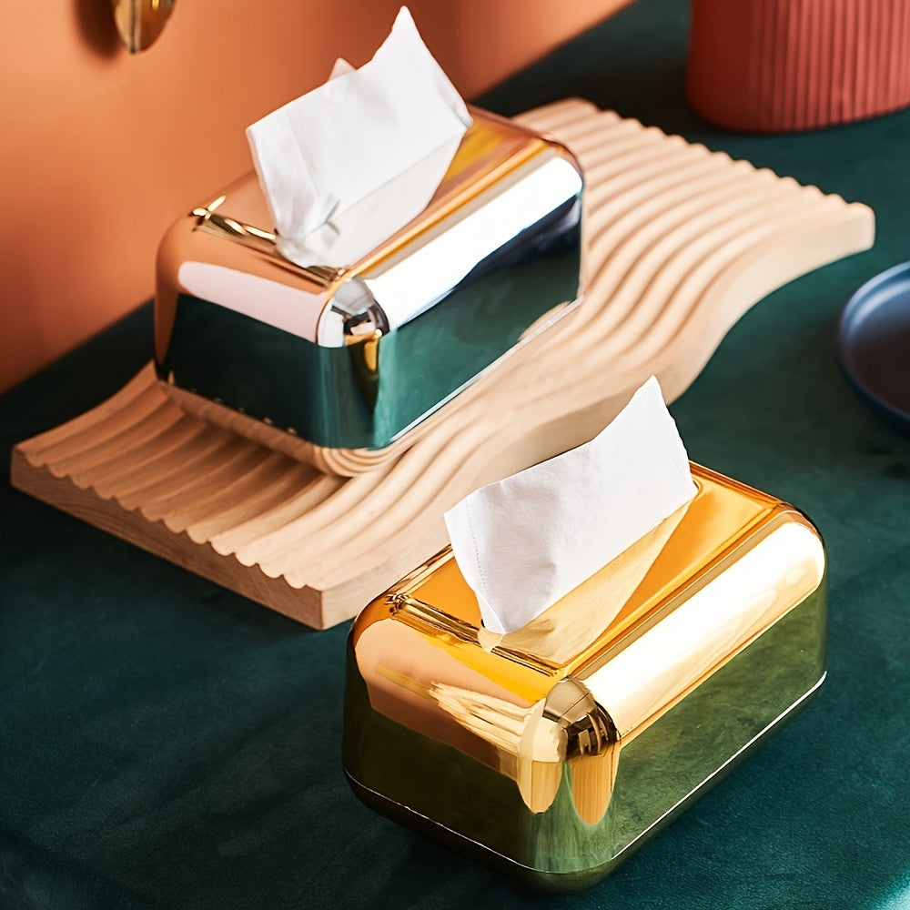 1pc Vintage-Inspired Bread Shape Tissue Box - Electroplated Luxury Holder with 2 Color Options - Bathroom Accessories, Organizers, and Storage for a Clutter-Free Space