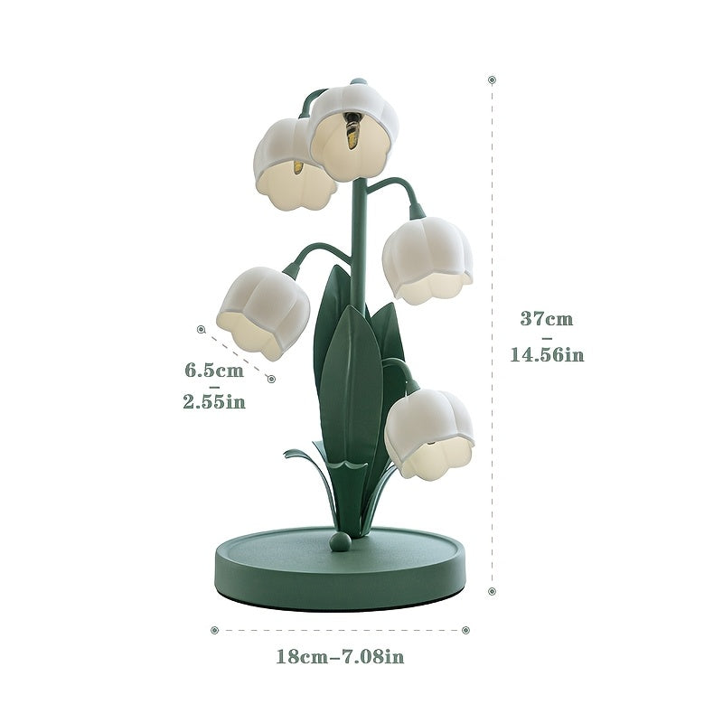 Elegant USB-Powered Flower Table Lamp with Faux Calla Lily Design - Modern Rustic Style, Matte Finish, 3-Light & Single-Light Modes, Ideal for Bedroom, Living Room, and Bar Ambiance, Table Lamp for Bedroom