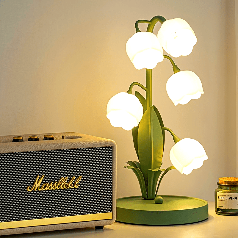 Elegant USB-Powered Flower Table Lamp with Faux Calla Lily Design - Modern Rustic Style, Matte Finish, 3-Light & Single-Light Modes, Ideal for Bedroom, Living Room, and Bar Ambiance, Table Lamp for Bedroom