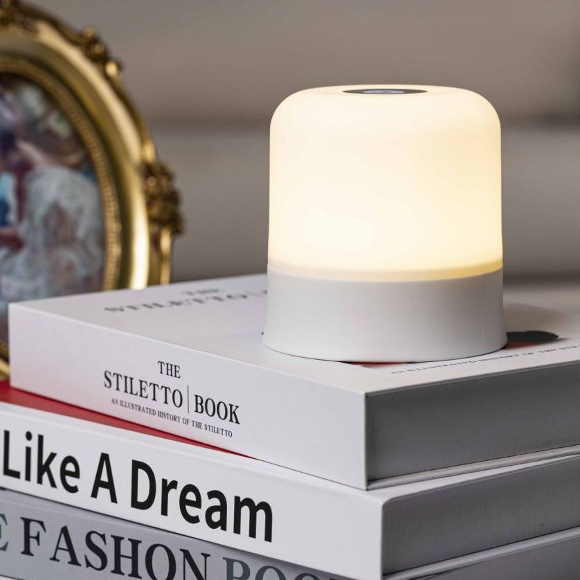 Dimmable Touch Bedside Table Lamp - Portable LED Nightstand Light with Warm White, 3 Colors, Rechargeable Battery for Bedroom, Nursery, Bathroom, Living Room - Modern Matte Finish
