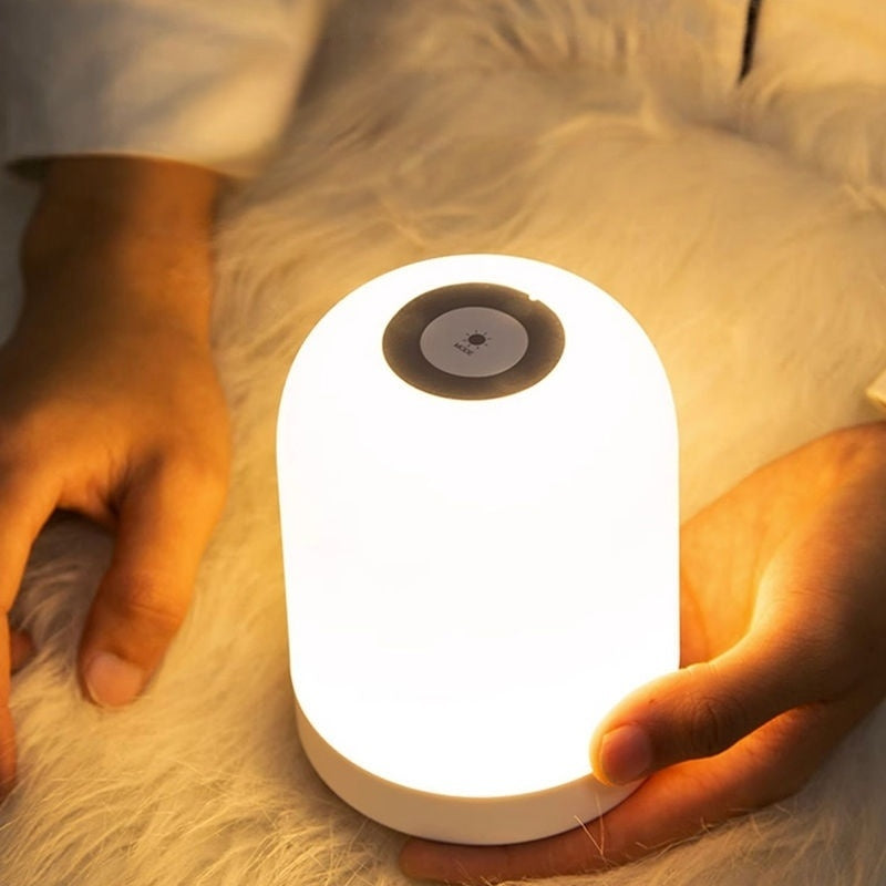 Dimmable Touch Bedside Table Lamp - Portable LED Nightstand Light with Warm White, 3 Colors, Rechargeable Battery for Bedroom, Nursery, Bathroom, Living Room - Modern Matte Finish