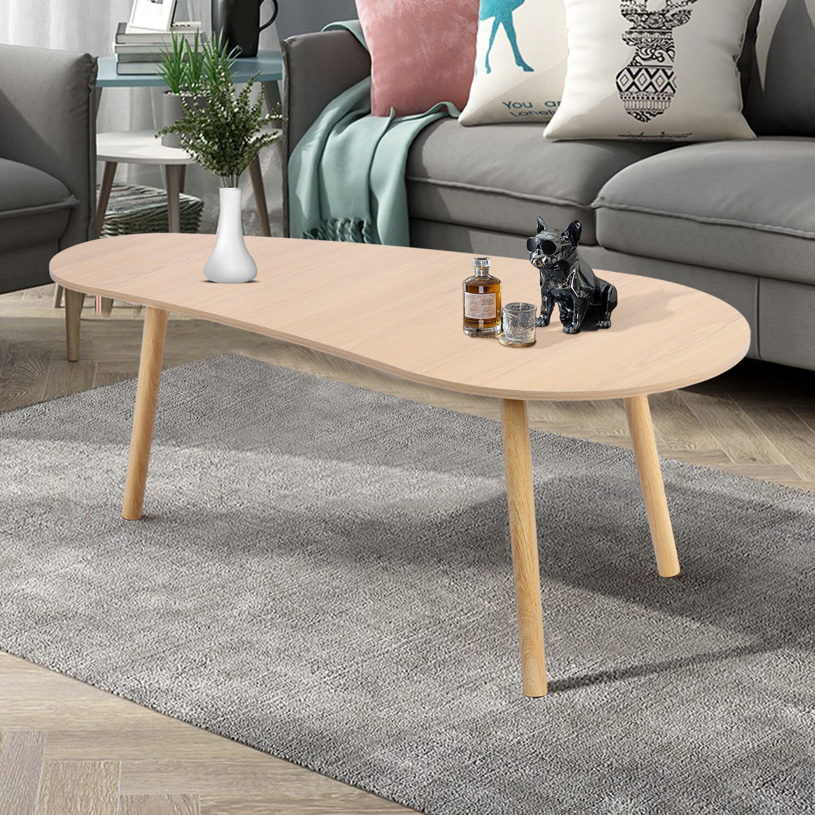 Petit Table À Café, Table À Thé Moderne Du Milieu Du Siècle, Centre de Salon Minimaliste Avec Table À Café En Forme de Mango
