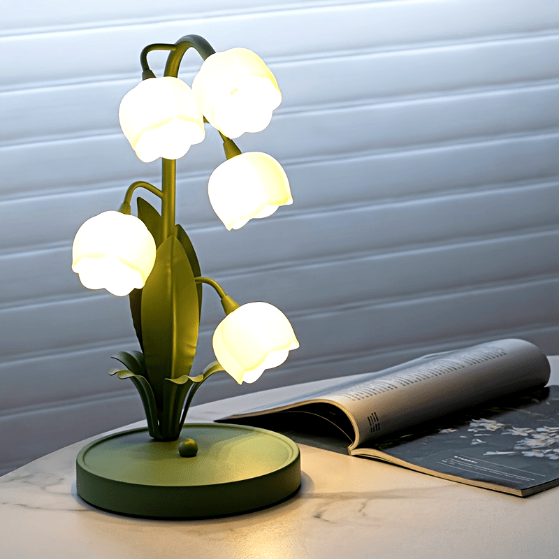 Elegant USB-Powered Flower Table Lamp with Faux Calla Lily Design - Modern Rustic Style, Matte Finish, 3-Light & Single-Light Modes, Ideal for Bedroom, Living Room, and Bar Ambiance, Table Lamp for Bedroom
