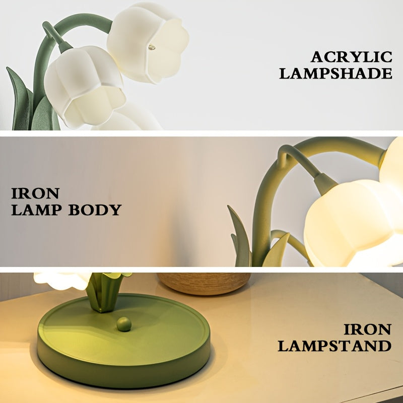 Elegant USB-Powered Flower Table Lamp with Faux Calla Lily Design - Modern Rustic Style, Matte Finish, 3-Light & Single-Light Modes, Ideal for Bedroom, Living Room, and Bar Ambiance, Table Lamp for Bedroom