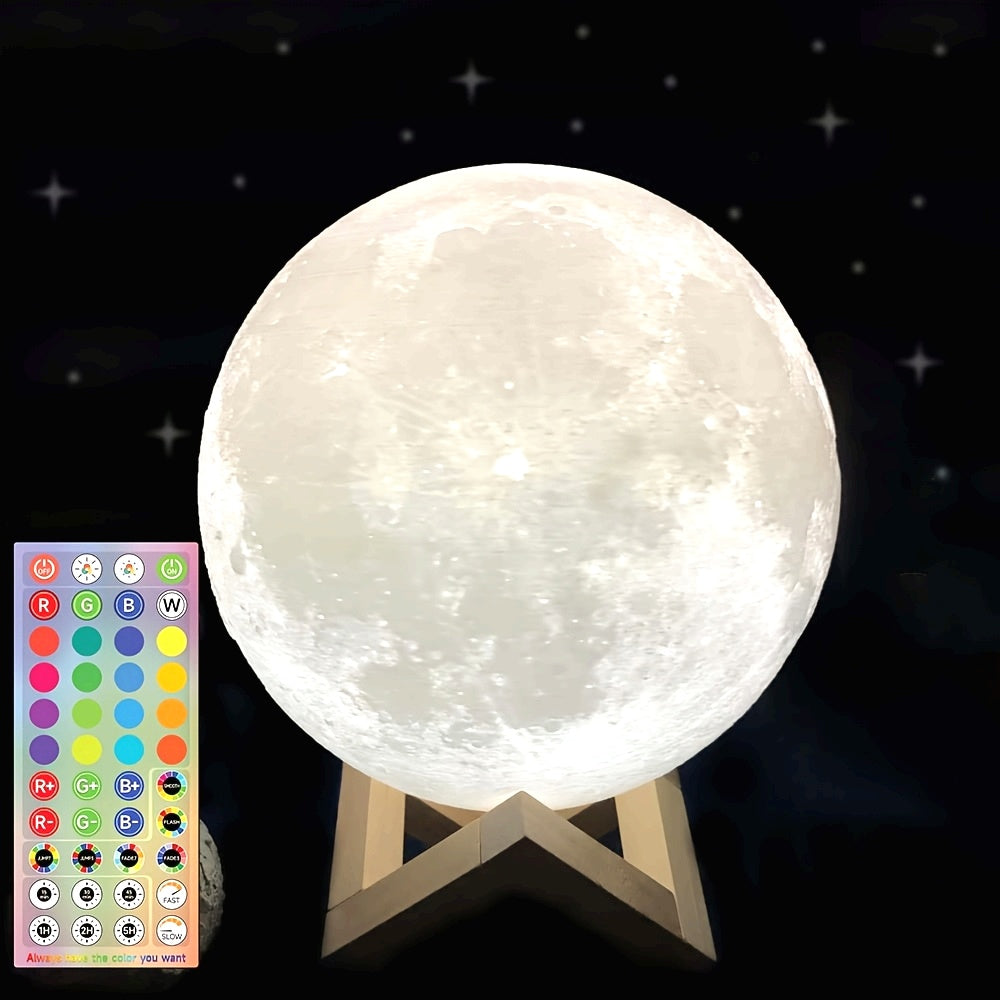 1pc 2024 Moon Lamp, 128 Colors, Birthday Gift, Table Lamp, Night Lamp, Bedside Lamp, LED Lamp, USB Lamp, Soft Warm Light Lamp, Rechargeable Night Light, Lamp for Bedroom, Room Decor Light, Table Lamp