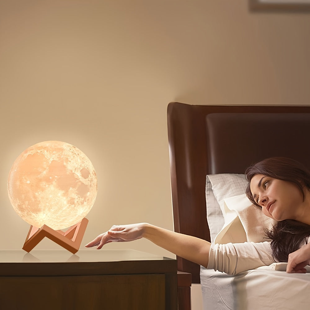 1pc 2024 Moon Lamp, 128 Colors, Birthday Gift, Table Lamp, Night Lamp, Bedside Lamp, LED Lamp, USB Lamp, Soft Warm Light Lamp, Rechargeable Night Light, Lamp for Bedroom, Room Decor Light, Table Lamp